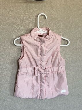 Light Pink Sleeveless Bow Front Puffer Vest